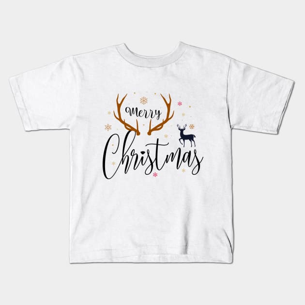 Reindeer Merry Christmas Kids T-Shirt by TenPrintables